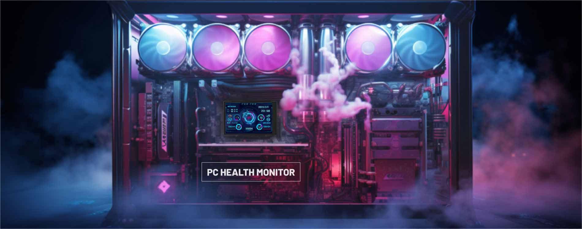 PORODO GAMING 3.5" MINI SMART PC HEALTH MONITOR SCREEN - BLACK