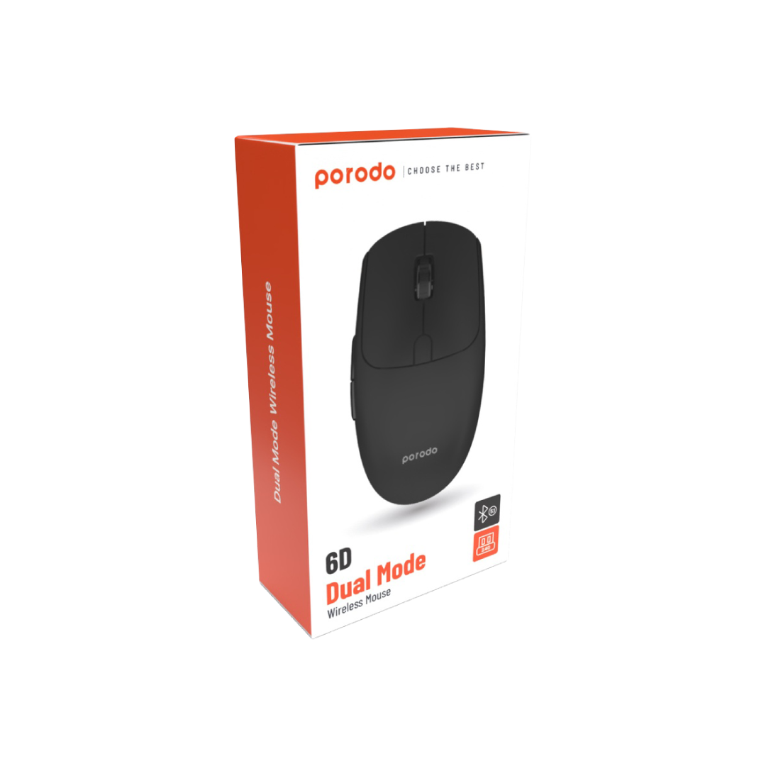 Porodo 2 in 1 2.4G Wireless Office Mouse - Black