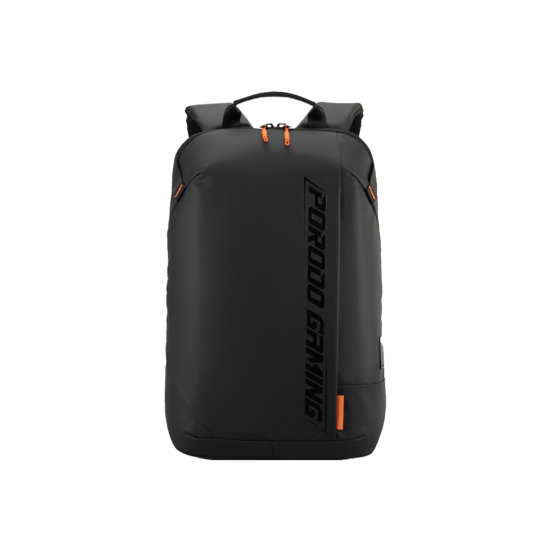 Porodo Gaming Water-Resistant PU Laptop Backpack With USB-C Port - Black