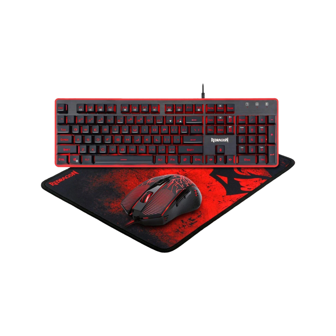 Redragon S107 Gaming Keyboard, Mouse, Mouse pad, Mechanical Feel 104 Key RGB LED Keyboard, Wired 3200 DPI Mouse, Large Mouse Pad for PC Computer Games