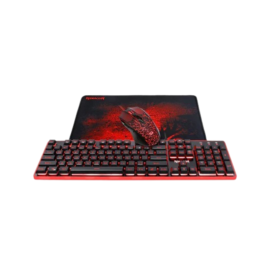 Redragon S107 Gaming Keyboard, Mouse, Mouse pad, Mechanical Feel 104 Key RGB LED Keyboard, Wired 3200 DPI Mouse, Large Mouse Pad for PC Computer Games