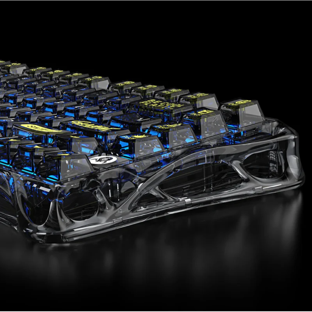 75% mechanical gaming keyboard that seamlessly blends futuristic aesthetics with high-performance features. Designed for gamers and enthusiasts, it offers a compact layout, customizable RGB lighting, and versatile connectivity options.