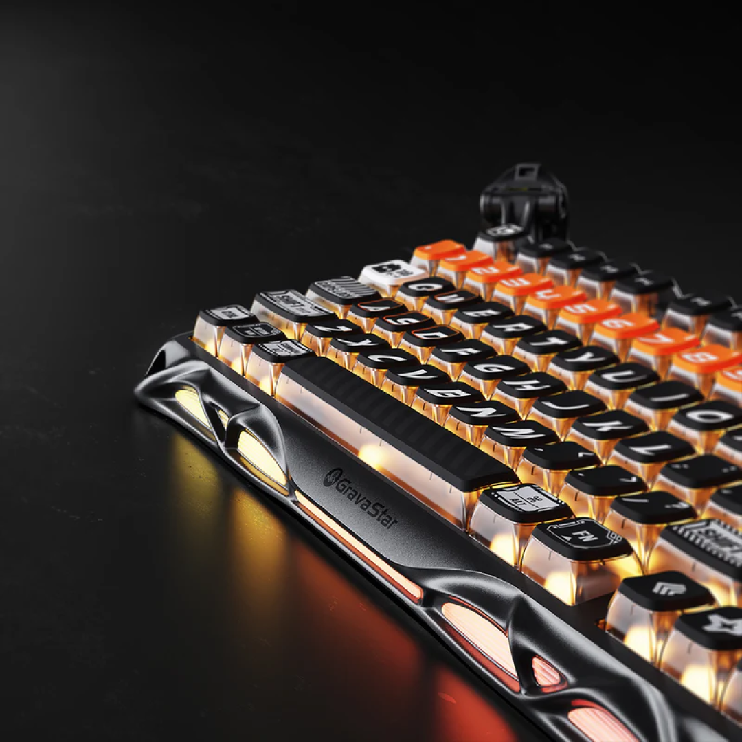 High-end 75% mechanical gaming keyboard with a bold, futuristic look and premium features. It’s made for gamers and keyboard enthusiasts who want both performance and distinctive style.