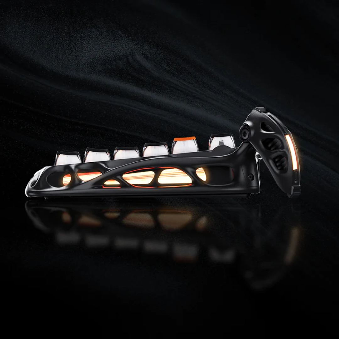 High-end 75% mechanical gaming keyboard with a bold, futuristic look and premium features. It’s made for gamers and keyboard enthusiasts who want both performance and distinctive style.
