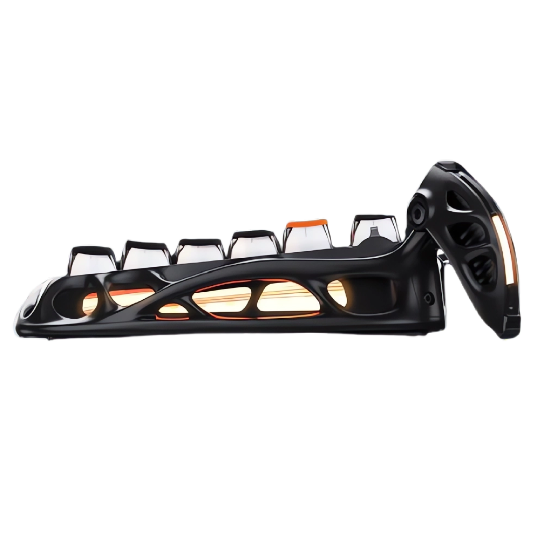 High-end 75% mechanical gaming keyboard with a bold, futuristic look and premium features. It’s made for gamers and keyboard enthusiasts who want both performance and distinctive style.