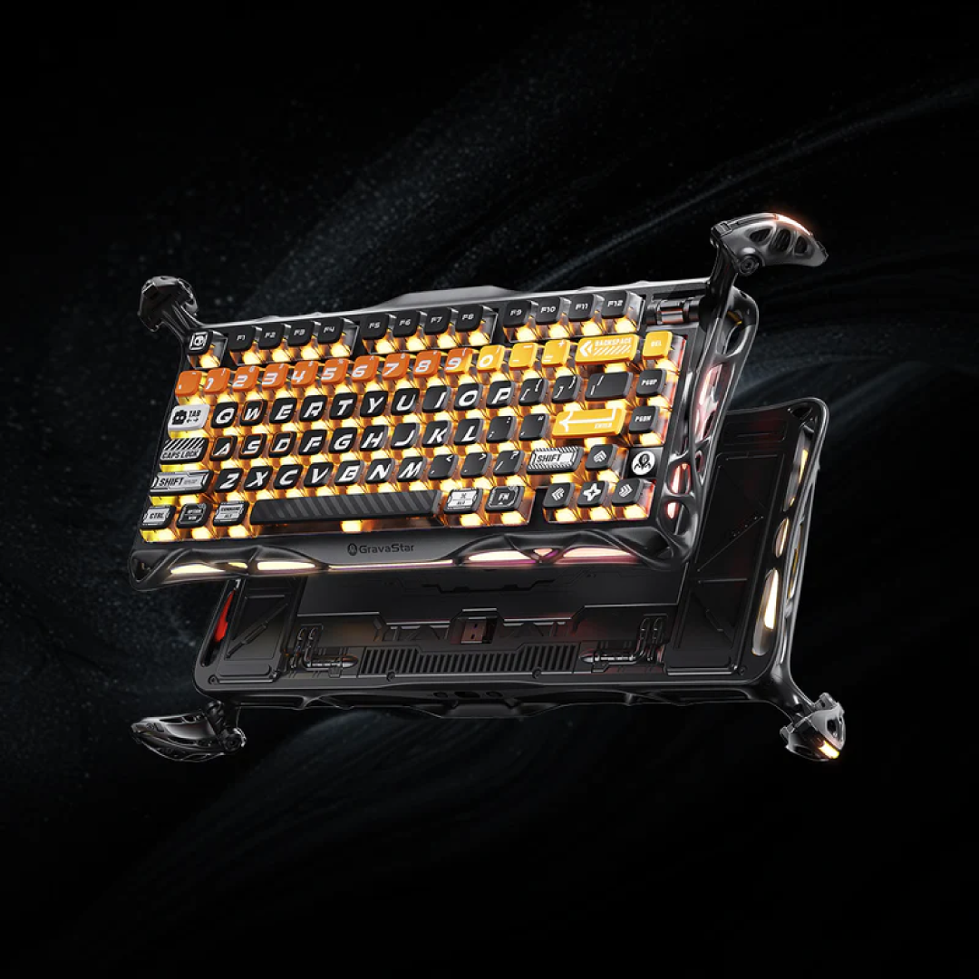 High-end 75% mechanical gaming keyboard with a bold, futuristic look and premium features. It’s made for gamers and keyboard enthusiasts who want both performance and distinctive style.