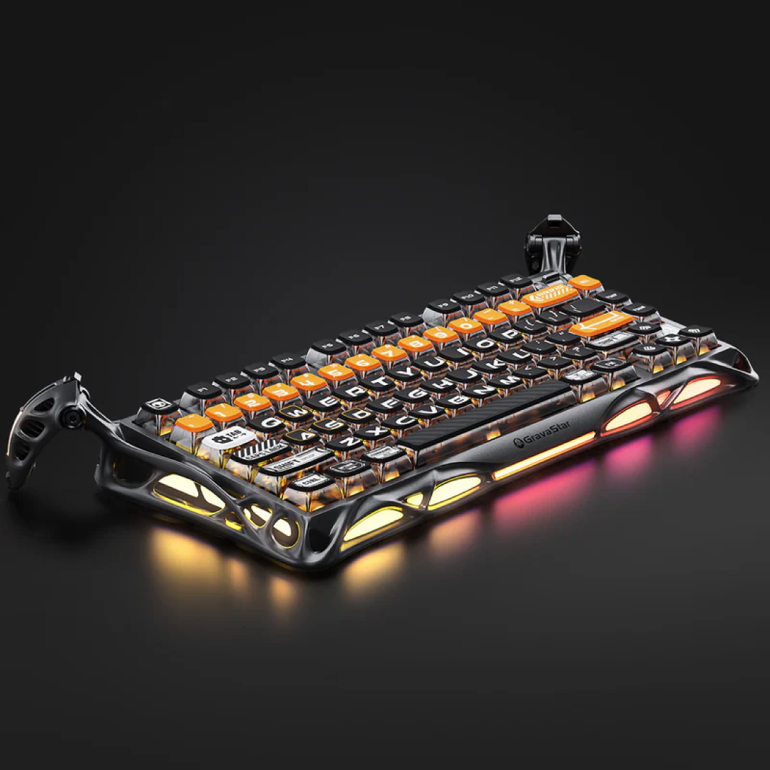 High-end 75% mechanical gaming keyboard with a bold, futuristic look and premium features. It’s made for gamers and keyboard enthusiasts who want both performance and distinctive style.