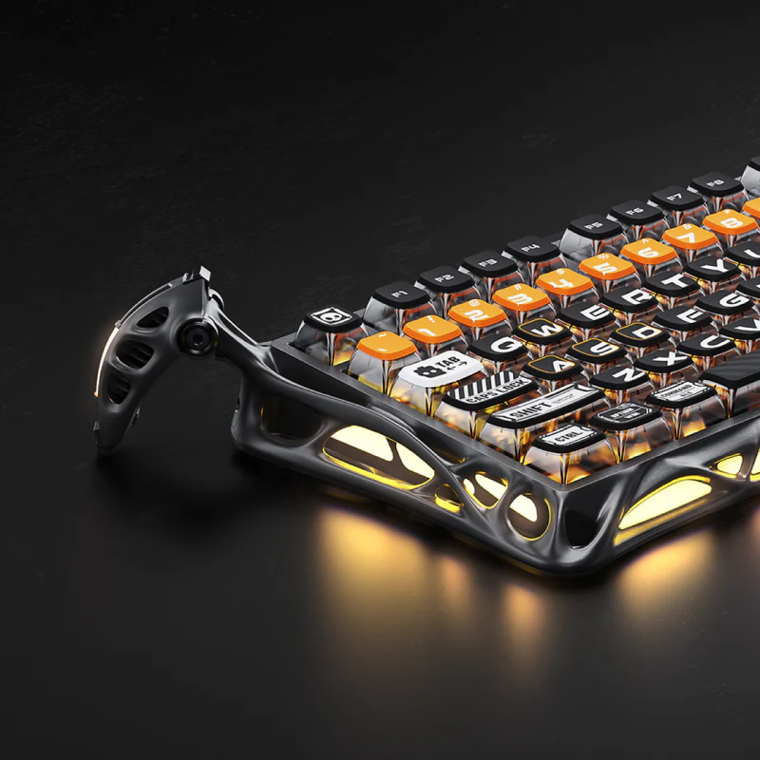 High-end 75% mechanical gaming keyboard with a bold, futuristic look and premium features. It’s made for gamers and keyboard enthusiasts who want both performance and distinctive style.