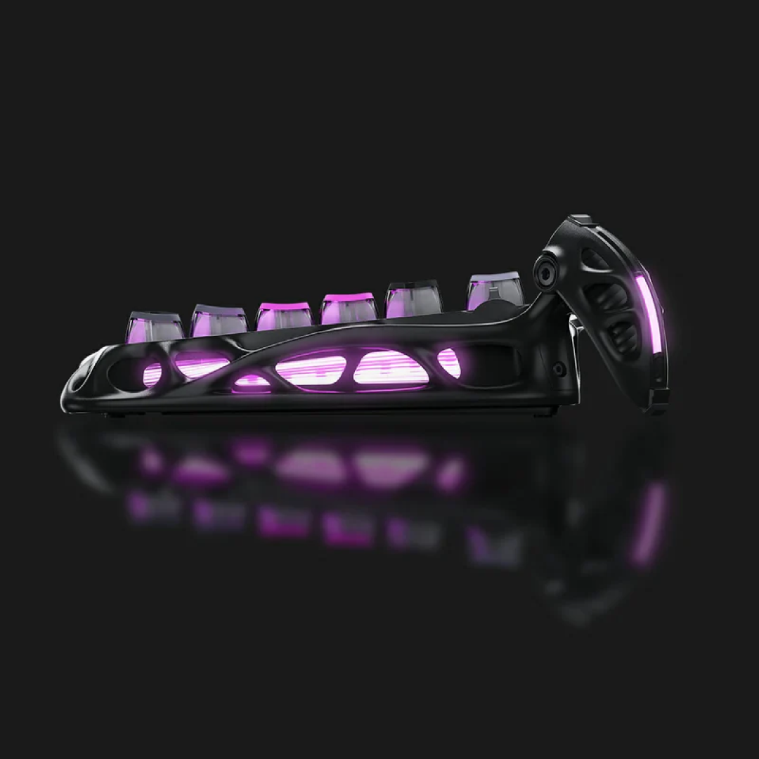 Premium 75% mechanical gaming keyboard that combines futuristic aesthetics with high-end performance features. Designed for gamers and tech enthusiasts, it offers a compact layout, customizable RGB lighting, and versatile connectivity options.