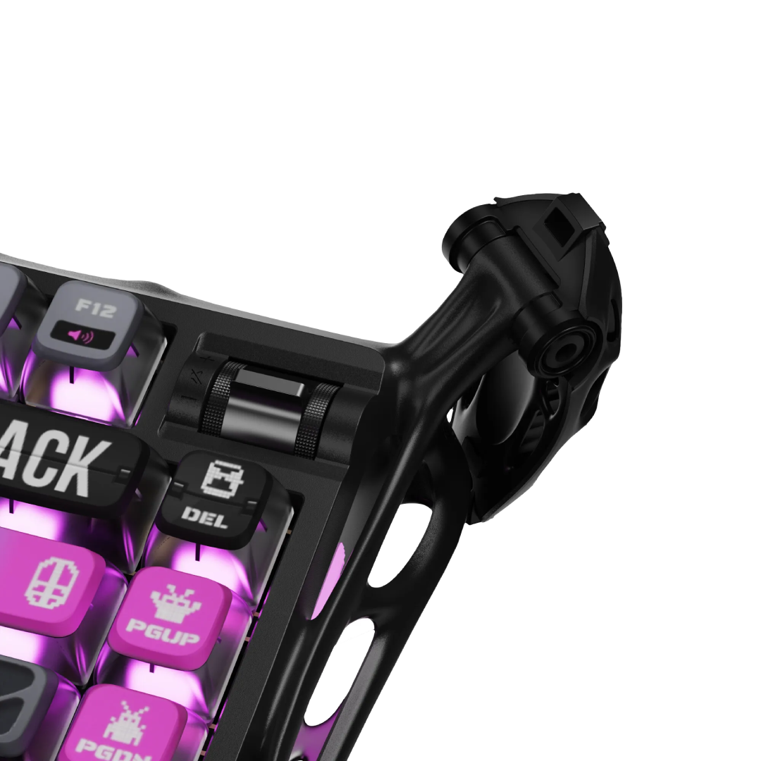 Premium 75% mechanical gaming keyboard that combines futuristic aesthetics with high-end performance features. Designed for gamers and tech enthusiasts, it offers a compact layout, customizable RGB lighting, and versatile connectivity options.