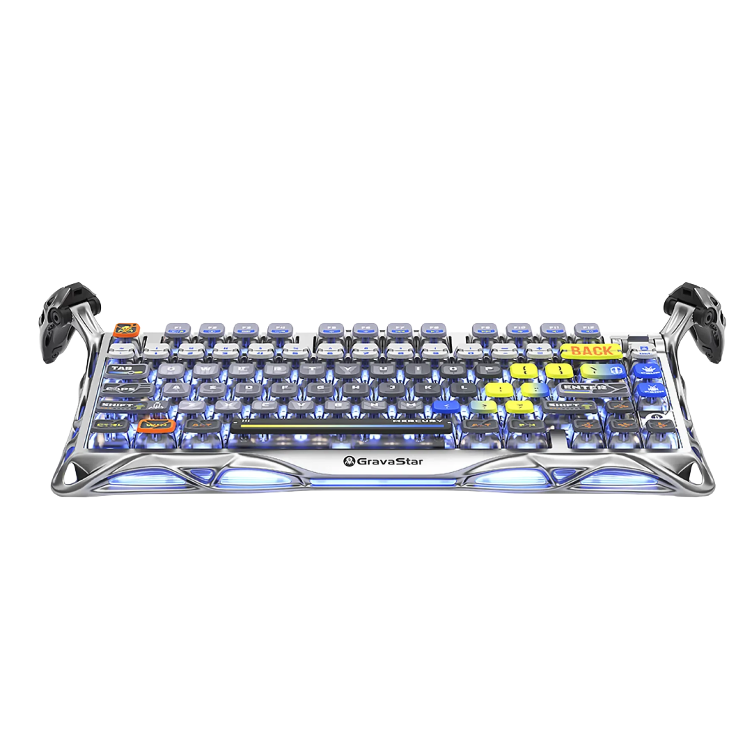Premium 75% mechanical gaming keyboard that combines cutting-edge performance with a striking, futuristic design. Crafted for gamers and tech enthusiasts, it offers a compact layout, customizable RGB lighting, and versatile connectivity options.