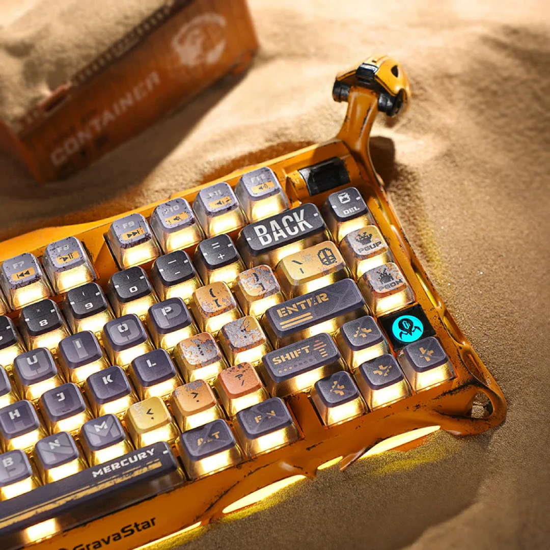 limited-edition 75% mechanical gaming keyboard that combines rugged aesthetics with high-performance features. Each unit is uniquely handcrafted, embracing imperfections to create a one-of-a-kind design.