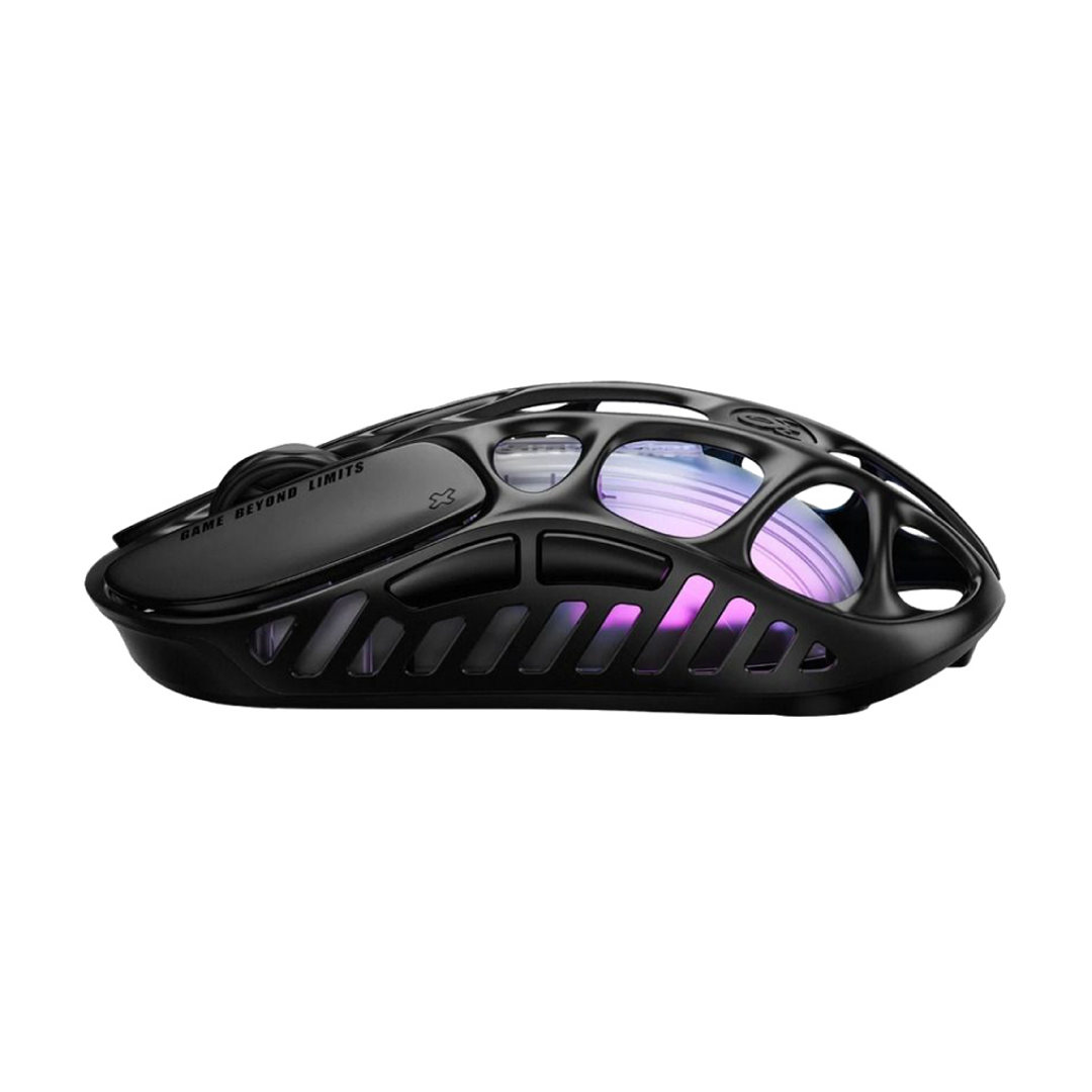 The GravaStar Mercury X Galaxy Black is a high-performance gaming mouse that combines cutting-edge technology with a unique, battle-worn aesthetic. Crafted with a hollowed-out structure and a matte black finish, it offers both aesthetic appeal and functional ergonomics.