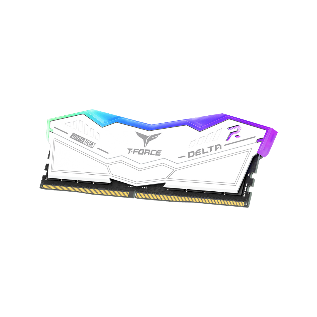 TEAMGROUP T-Force Delta RGB 32GB Kit (2x16) 6000MHz CL38 DDR5 Desktop Memory - White