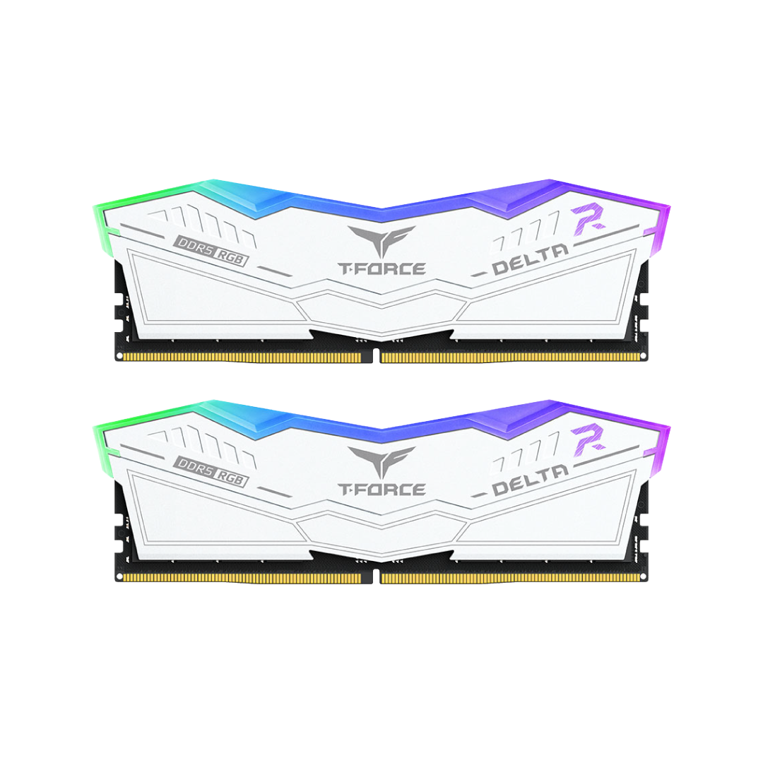 TEAMGROUP T-Force Delta RGB 32GB Kit (2x16) 6000MHz CL38 DDR5 Desktop Memory - White