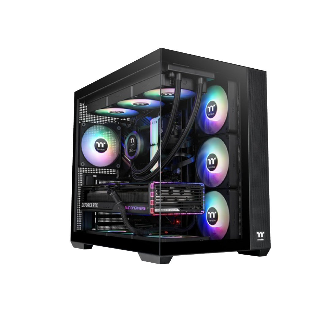 THERMALTAKE VIEW 380 TG ARGB MID TOWER CASE WITH 4X 120MM ARGB FANS AND 360MM RADIATOR SUPPORT - BLACK