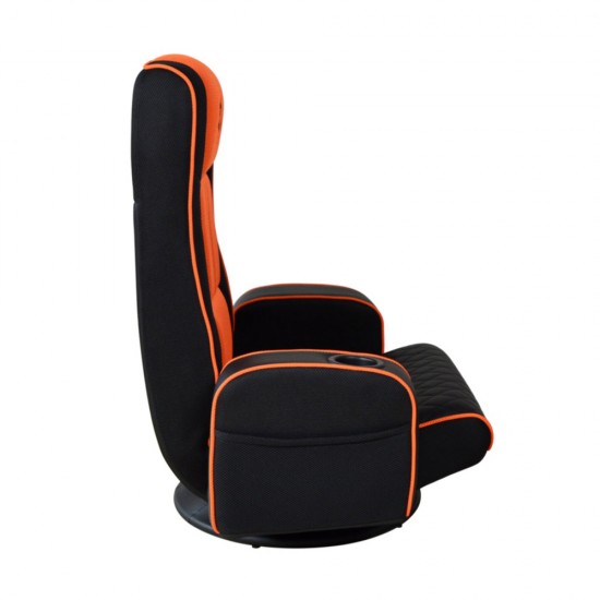 Porodo Gaming Predator Pro Gaming Seat with Armrest & Cupholder 360 Swivel - Black/Orange