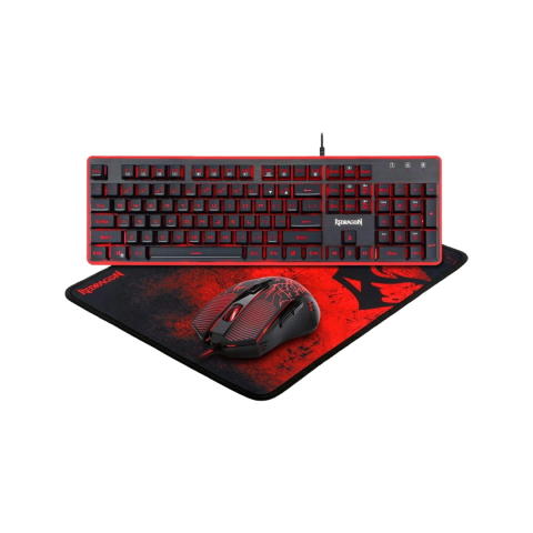 Redragon S107 Gaming Keyboard, Mouse, Mouse pad, Mechanical Feel 104 Key RGB LED Keyboard, Wired 3200 DPI Mouse, Large Mouse Pad for PC Computer Games