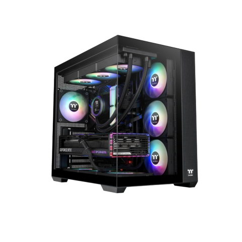 THERMALTAKE VIEW 380 TG ARGB MID TOWER CASE WITH 4X 120MM ARGB FANS AND 360MM RADIATOR SUPPORT - BLACK